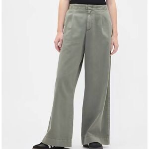 GAP Pants Women's 8 Sage Green High Rise Pleated Wide Leg Khakis Cotton
